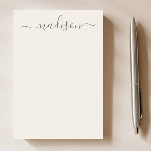 Minimal Elegant Sage Green Typografy Script Name Post-it Klebezettel