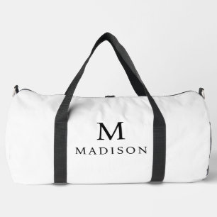 Minimal & elegant Schwarz/Weiß Individuelle Name Duffle Bag