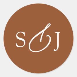 Minimal Elegant Script Monogram Runder Aufkleber