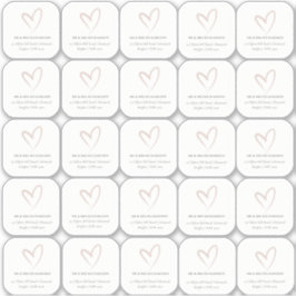 Minimal Elegant Simple Blush Herzname Aufkleber