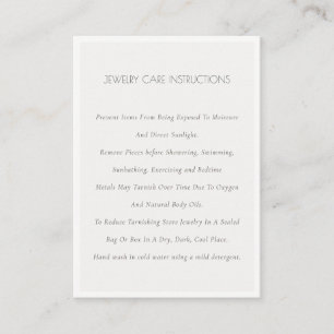Minimal Elegant Simple Ivory White Juwelry Care B Visitenkarte