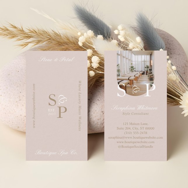 Minimal Elegant Simple Monogram Stylish Arch Photo Visitenkarte (Minimal Elegant Simple Monogram Stylish Arch Photo Business Card)