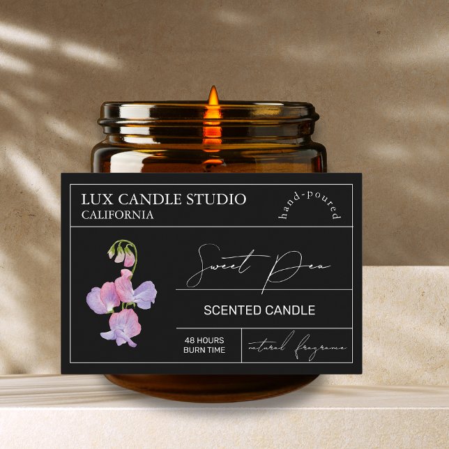 Minimal Elegant Sweet Pea Candle Jar Label Lebensmitteletikett (Von Creator hochgeladen)