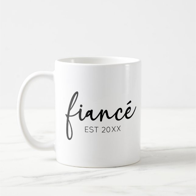 Minimal Elegant Verlobte Custom Year Minimalistisc Kaffeetasse (Links)