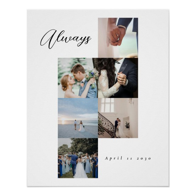 Minimal Elegant Wedding Customizable Photo Collage Poster (Vorderseite)