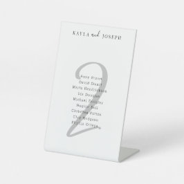 Minimal Elegant Wedding Guest List Tischnummer 2 Sockelschild