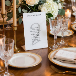 Minimal Elegant Wedding Guest List Tischnummer 2 Sockelschild