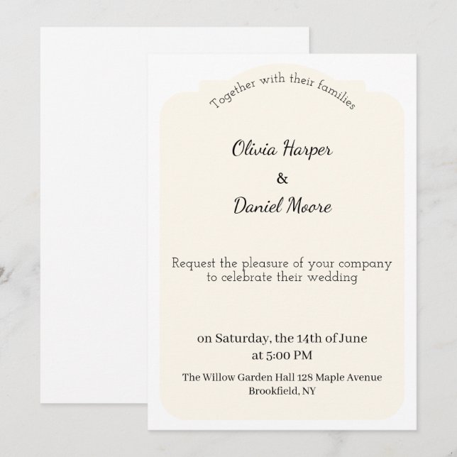 Minimal Elegant Wedding Invitation (Devant / Derrière)