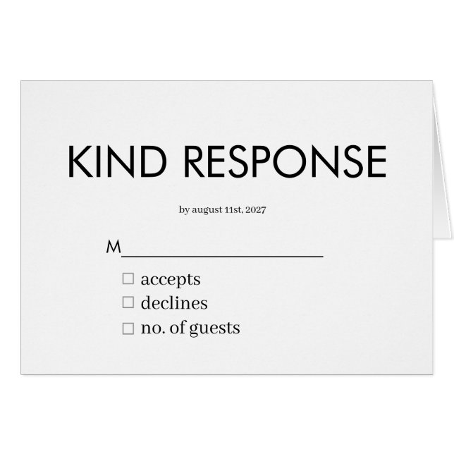 Minimal Elegant Wedding RSVP Card (Vorderseite (Horizontal))