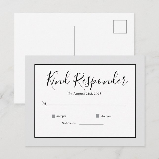 Minimal Elegant Wedding RSVP Postcard Postkarte (Vorne/Hinten)