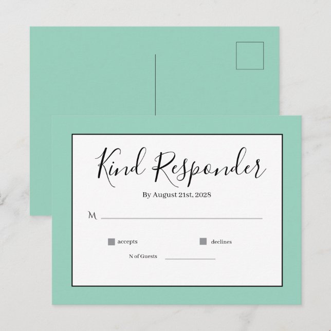 Minimal Elegant Wedding RSVP Postcard Postkarte (Vorne/Hinten)