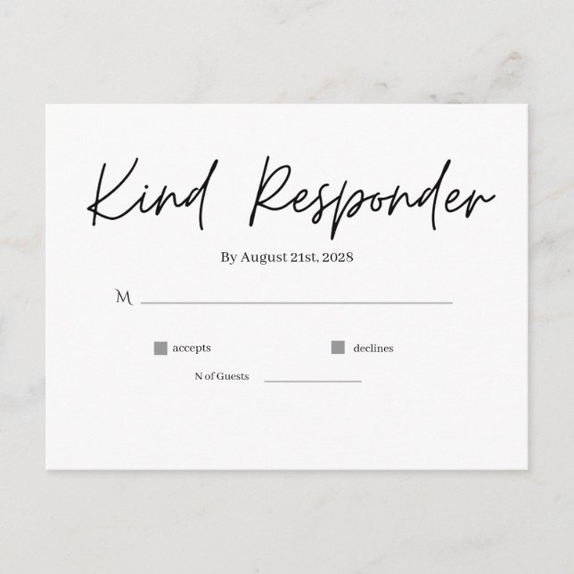 Minimal Elegant Wedding RSVP Postcard Postkarte (Vorderseite)