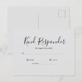 Minimal Elegant Wedding RSVP Postcard Postkarte