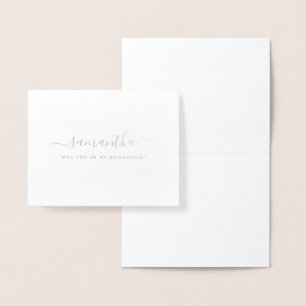 Minimal Elegant wirst du mein Bridmaid Silber sein Folienkarte
