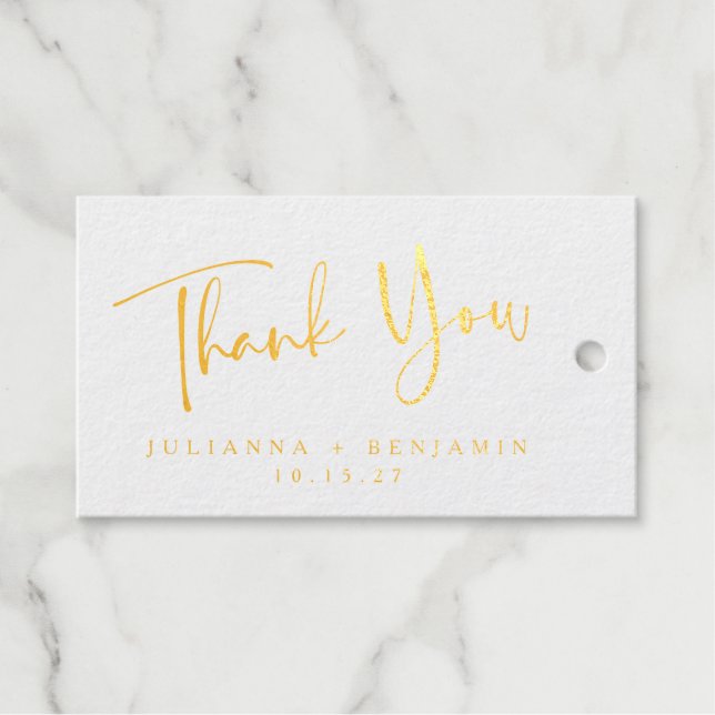 Minimal Elegante Black Script Hochzeit Personalisi Geschenkanhänger (Vorderseite (Horizontal))