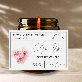 Minimal Elegante Cherry Blossom Candle Jar Label Lebensmitteletikett