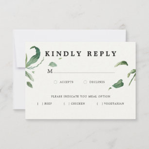 Minimal Elegante Grünflächen UAWG mit Mahlzeiten O RSVP Karte