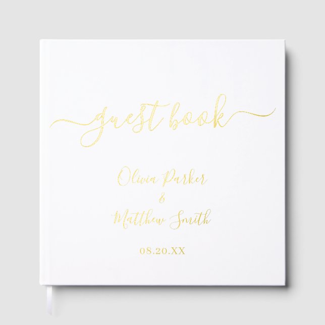 Minimal Elegante Klassische Hochzeit Gästebuch (Vorderseite)