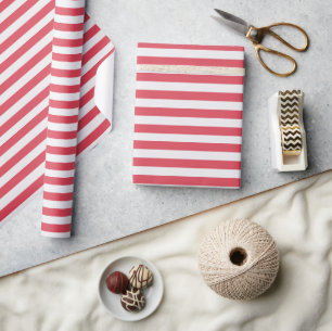 Minimal elegante Korallenpfeife Rosa Streifen Geschenkpapier