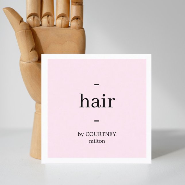 Minimal Elegante Light Rose Weißer Friseursalon Quadratische Visitenkarte (Von Creator hochgeladen)