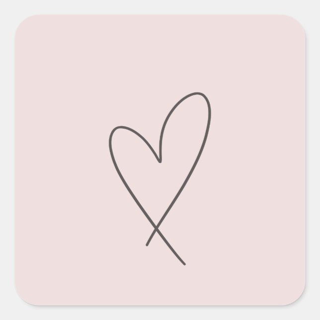 Minimal Elegante Linie Kunst, Dichtung und Rosa Quadratischer Aufkleber (Vorderseite)