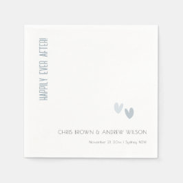 Minimal Elegante Pastel Dusky Blue Hearts Wedding Serviette