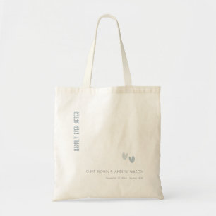 Minimal Elegante Pastel Dusky Blue Hearts Wedding Tragetasche