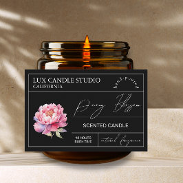 Minimal Elegante Peony Candle Jar Label Lebensmitteletikett