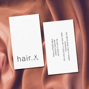 Minimal Elegante Schwarz-weiße Schere Friseurstyl Visitenkarte
