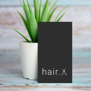 Minimal Elegante Schwarz-weiße Schere Friseurstyli Visitenkarte