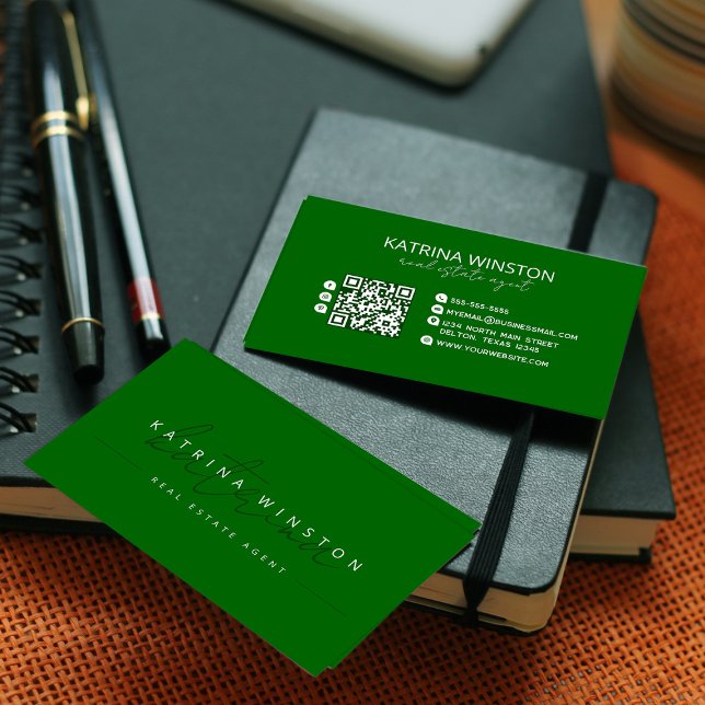 Minimal Elegante Typografie QR Code Social Media Visitenkarte (Von Creator hochgeladen)