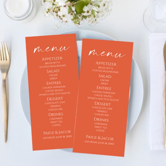 Minimal elegante Verona Sunset Wedding Food Menü Menükarte (Von Creator hochgeladen)