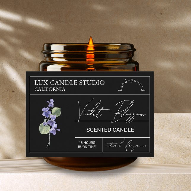 Minimal Elegante Violet Candle Jar Label Lebensmitteletikett (Von Creator hochgeladen)