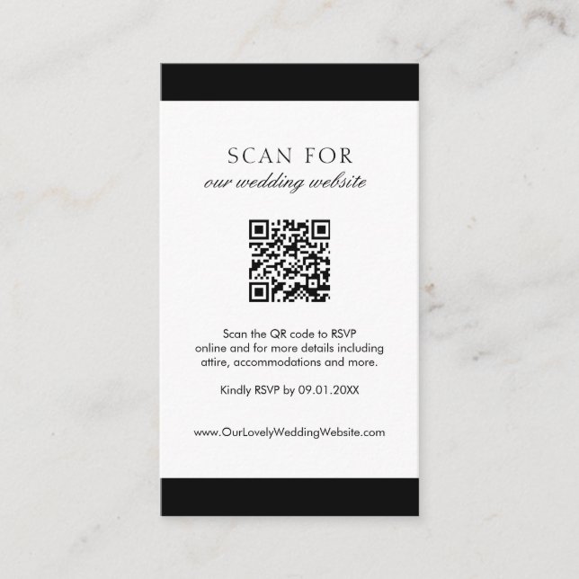 Minimal elegante Website Moderner QR Code Hochzeit Begleitkarte (Vorderseite)