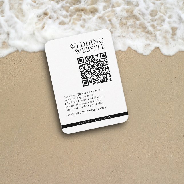 Minimal Eleganter Black and White QR Code Hochzeit Begleitkarte (Von Creator hochgeladen)