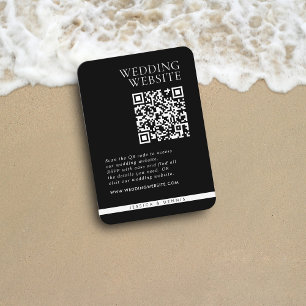 Minimal Eleganter Black and White QR Code Hochzeit Begleitkarte