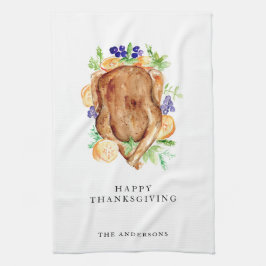 Minimal Eleganter Erntedank Abendessen Individuell Geschirrtuch