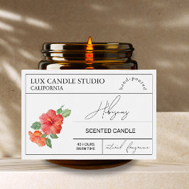 Minimal Eleganter Hibiskus Candle Jar Label Lebensmitteletikett