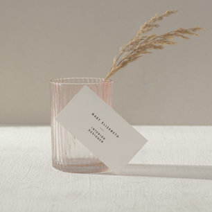 Minimal Eleganter QR Code Cream Business Card Visitenkarte