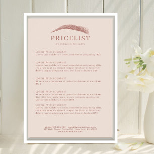Minimal elegantes Augenbrauen-Salon-Preisverzeichn Poster