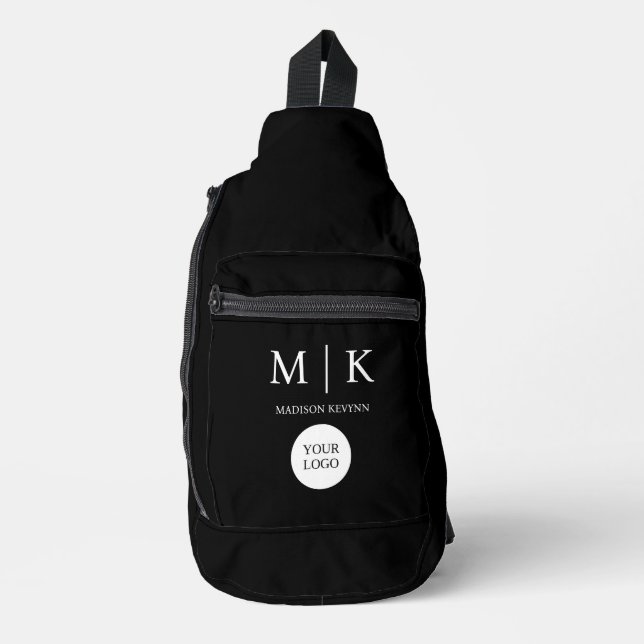 Minimal & elegantes Black & White Logo-Geschäft Crossbody Bag (Vorderseite)