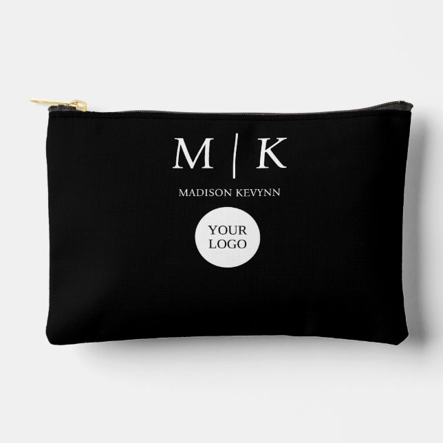 Minimal & elegantes Black & White Logo-Geschäft Zubehörtasche (Vorderseite)
