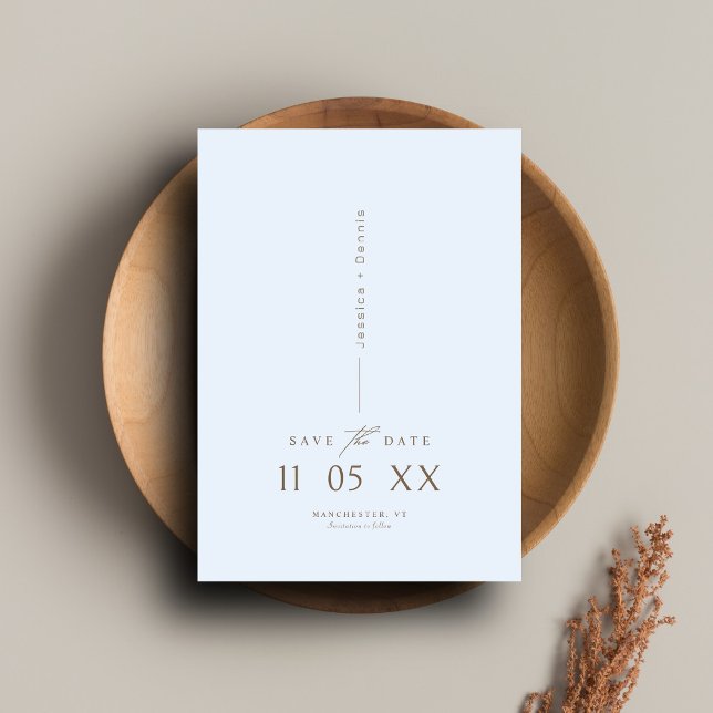 Minimal Elegantes Script Light Blue Save the Date Einladung (Von Creator hochgeladen)