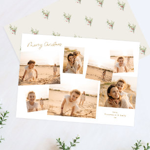 Minimal elegantes Weihnachts-Multi-7-Fotoalbum Feiertagskarte