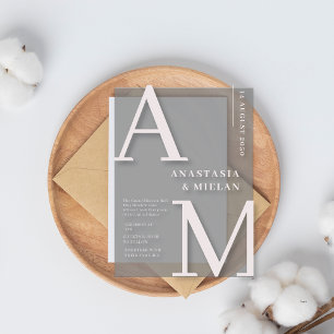 Minimal Elegent Black Luxury Wedding Acryleinladungen