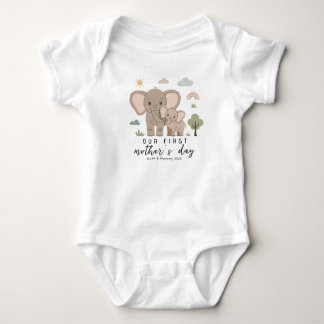 Minimal Elephant Mom Baby First Mothers Day Strampler