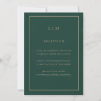 Minimal Emerald Monogram Simple Elegant Wedding
