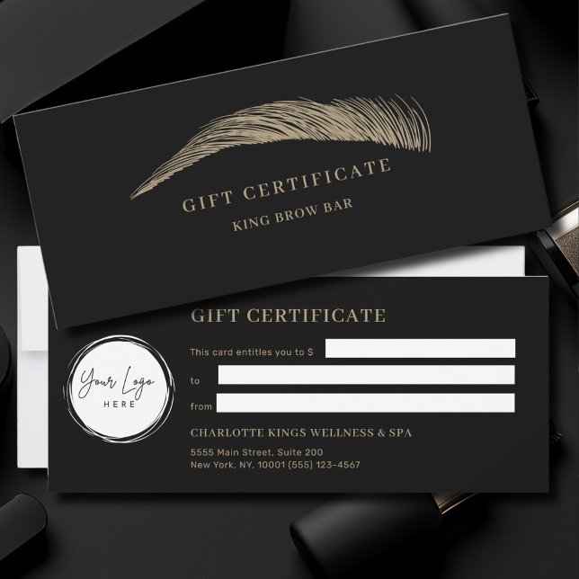 Minimal Eyebrow Black Logo Gift Certificate (Von Creator hochgeladen)