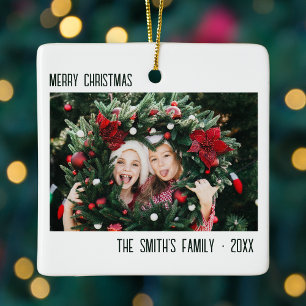 Minimal Family Foto Portrait Weihnachten Keramikornament