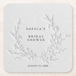 Minimal Faux Blind Deboss Cotton Bridal Shower Rechteckiger Pappuntersetzer